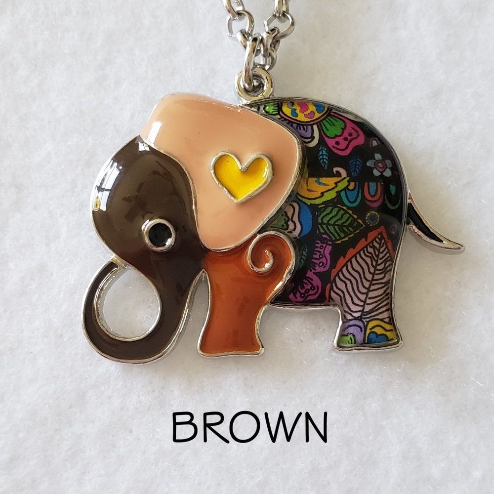 Enamel Elephant Necklace - Picture 3 of 8
